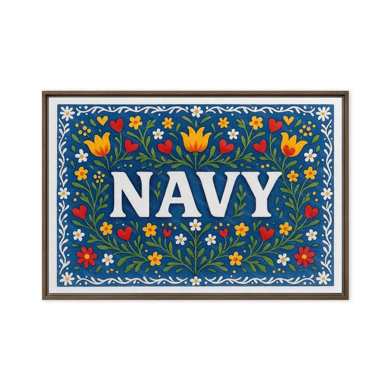 Navy Name Art - Floral Farmhouse personalized wall print for kids