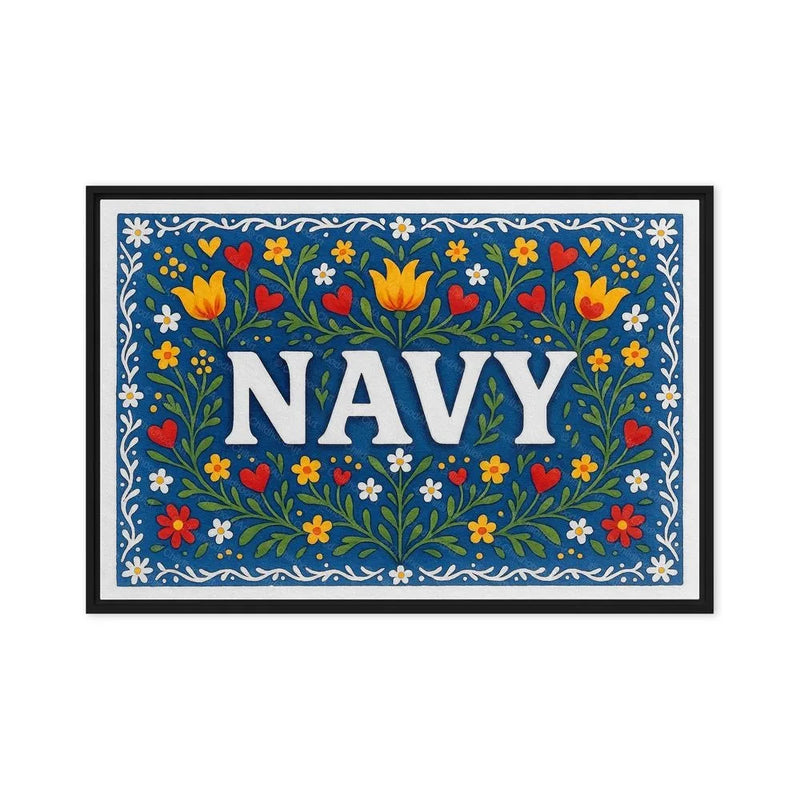 Navy Name Art - Floral Farmhouse personalized wall print for kids