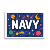 Navy Name Art - Space Explorers personalized wall print for kids