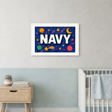 Navy Name Art - Space Explorers personalized wall print for kids