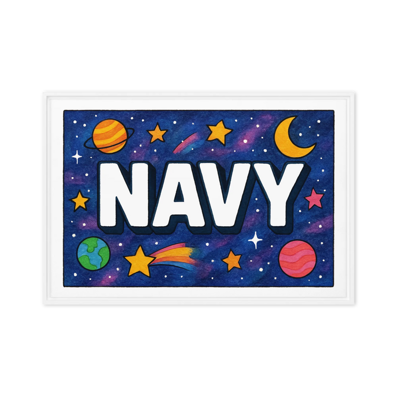 Navy Name Art - Space Explorers personalized wall print for kids
