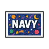 Navy Name Art - Space Explorers personalized wall print for kids