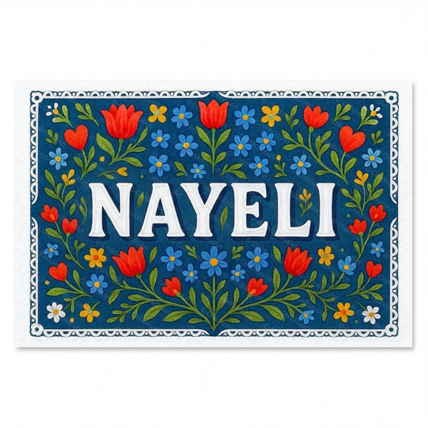 Nayeli Name Art - Floral Farmhouse Personalized Wall Art