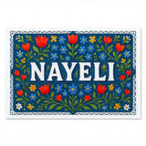 Nayeli Name Art - Floral Farmhouse personalized wall print for kids