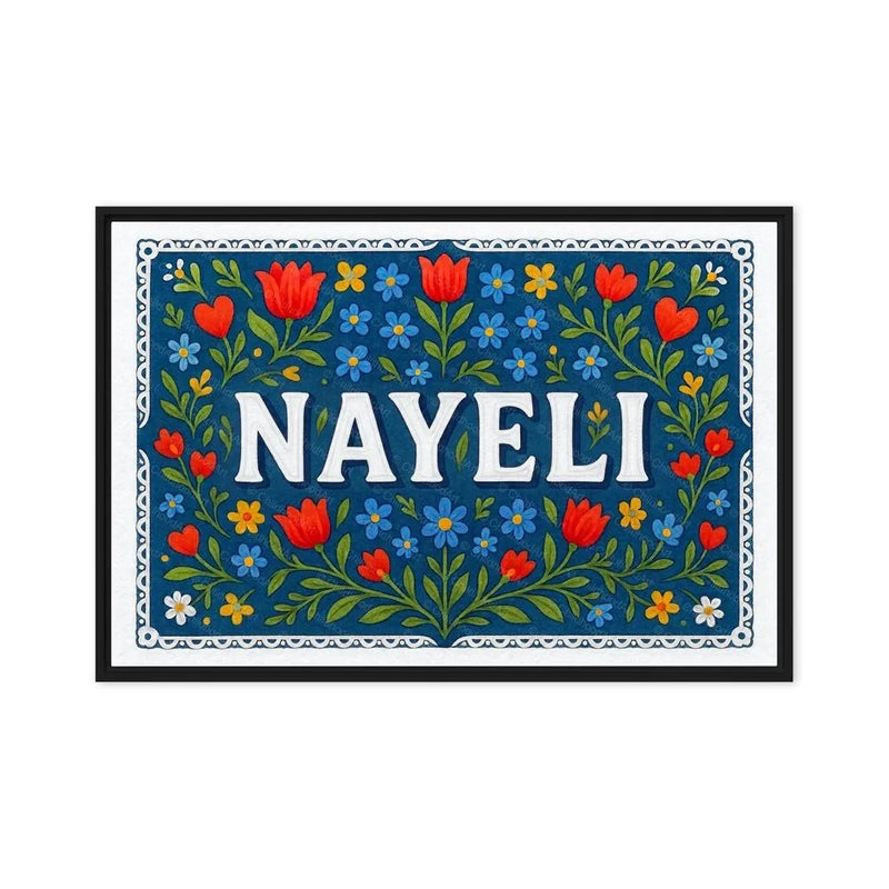 Nayeli Name Art - Floral Farmhouse personalized wall print for kids