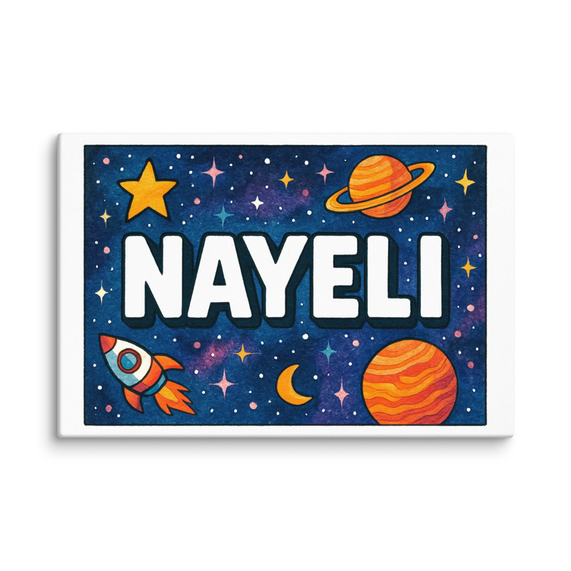 Nayeli Name Art - Space Explorers personalized wall print for kids