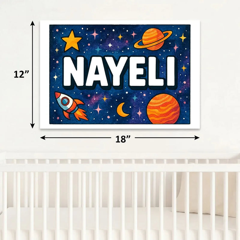 Nayeli Name Art - Space Explorers personalized wall print for kids