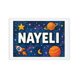 Nayeli Name Art - Space Explorers personalized wall print for kids