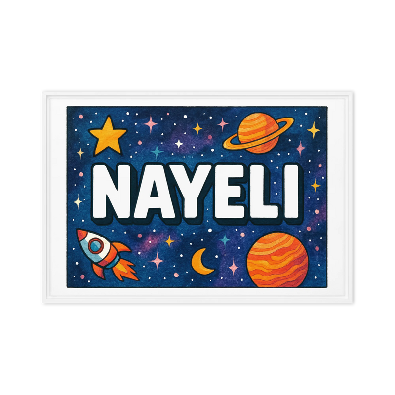 Nayeli Name Art - Space Explorers personalized wall print for kids