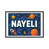 Nayeli Name Art - Space Explorers personalized wall print for kids