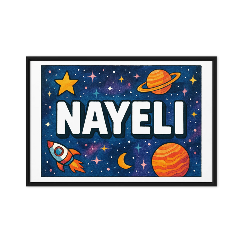 Nayeli Name Art - Space Explorers personalized wall print for kids