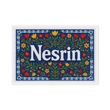 Nesrin Name Art - Floral Farmhouse personalized wall print for kids