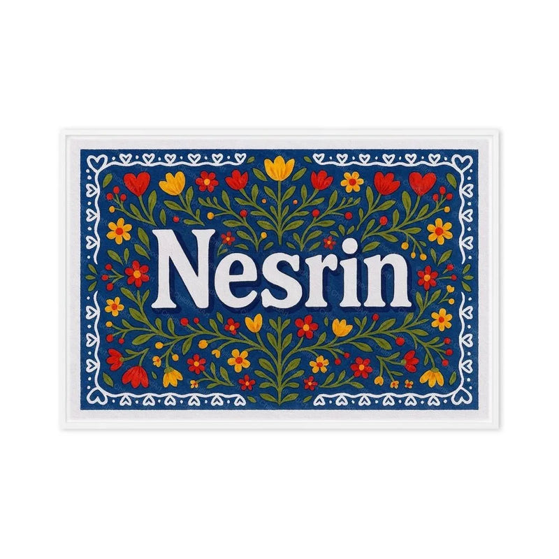 Nesrin Name Art - Floral Farmhouse personalized wall print for kids