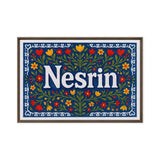 Nesrin Name Art - Floral Farmhouse personalized wall print for kids