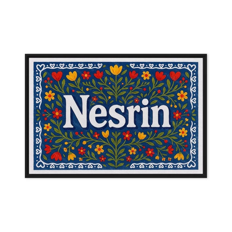 Nesrin Name Art - Floral Farmhouse personalized wall print for kids