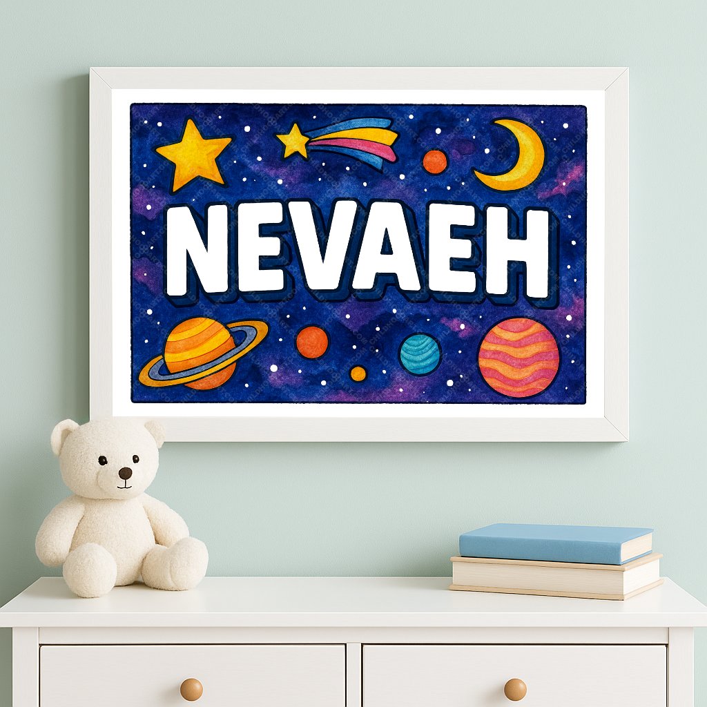 Personalized space name art for Nevaeh