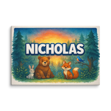 Nicholas Name Art - Forest Friends personalized wall print for kids