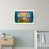 Nicholas Name Art - Forest Friends personalized wall print for kids