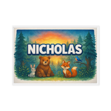 Nicholas Name Art - Forest Friends personalized wall print for kids