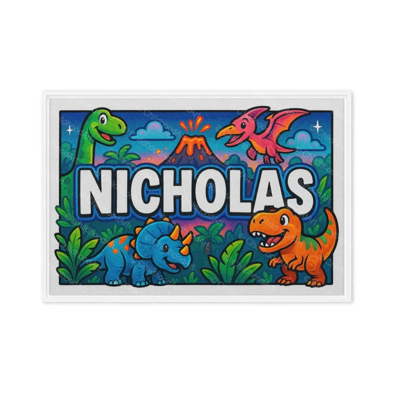 Nicholas Name Art - Dinosaur Adventure personalized wall print for kids
