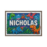 Nicholas Name Art - Dinosaur Adventure personalized wall print for kids