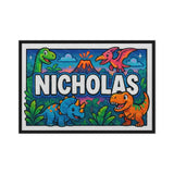 Nicholas Name Art - Dinosaur Adventure personalized wall print for kids