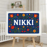 Nikki Name Art - Floral Farmhouse personalized wall print for kids