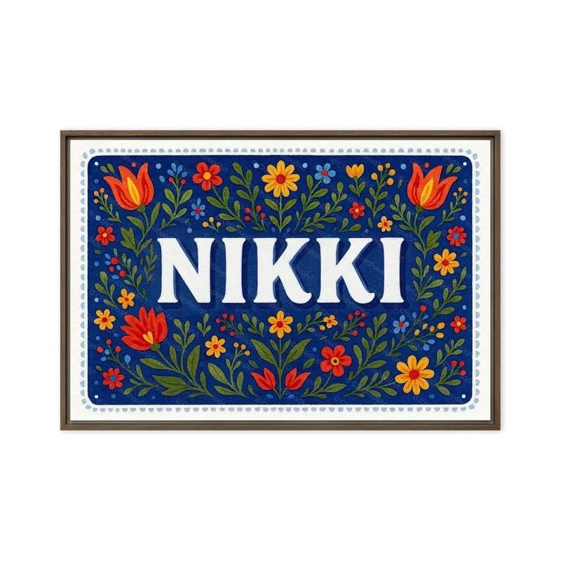 Nikki Name Art - Floral Farmhouse personalized wall print for kids