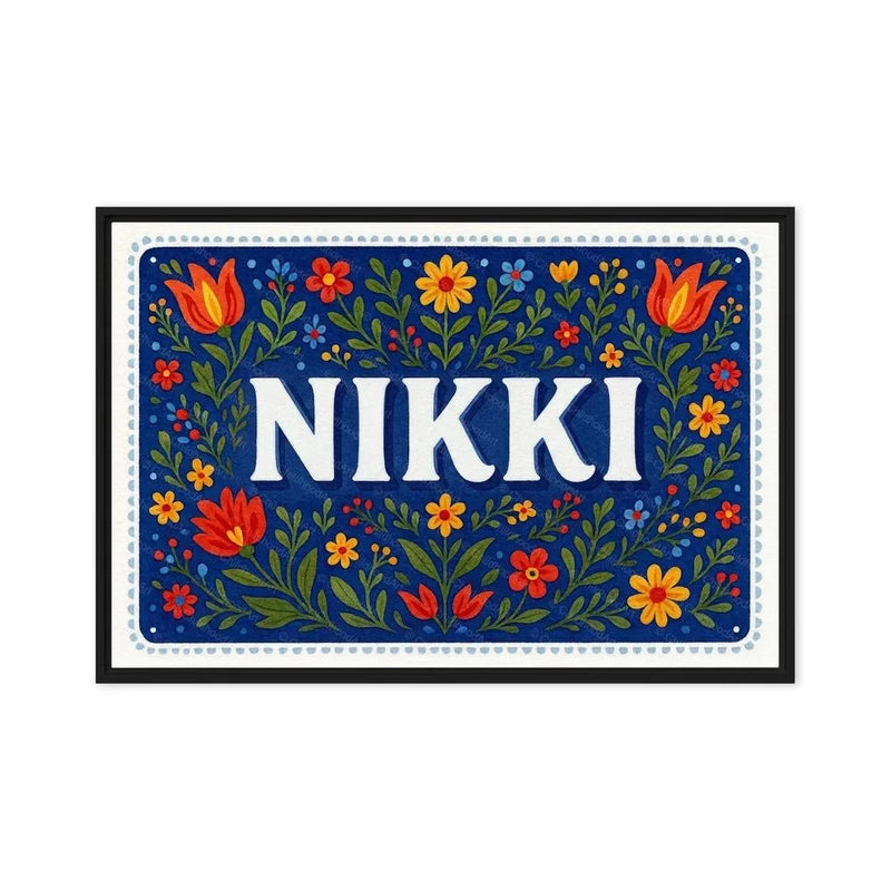 Nikki Name Art - Floral Farmhouse personalized wall print for kids