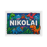 Nikolai Name Art - Dinosaur Adventure personalized wall print for kids