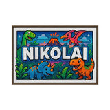 Nikolai Name Art - Dinosaur Adventure personalized wall print for kids