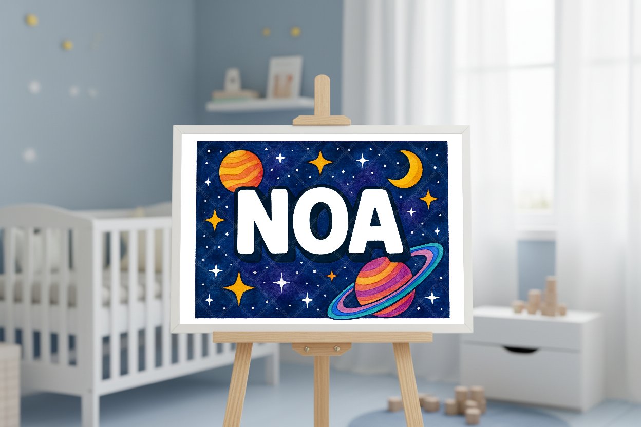 Personalized space name art for Noa