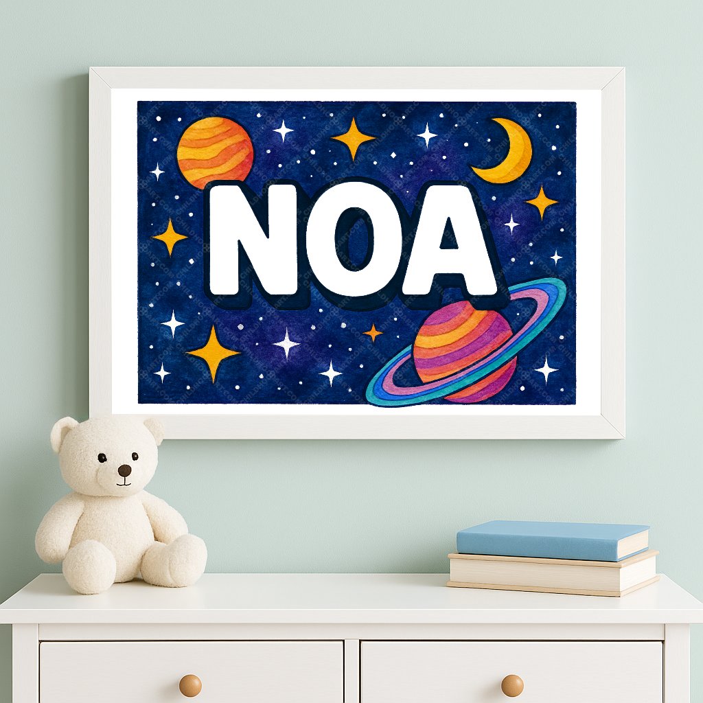 Personalized space name art for Noa