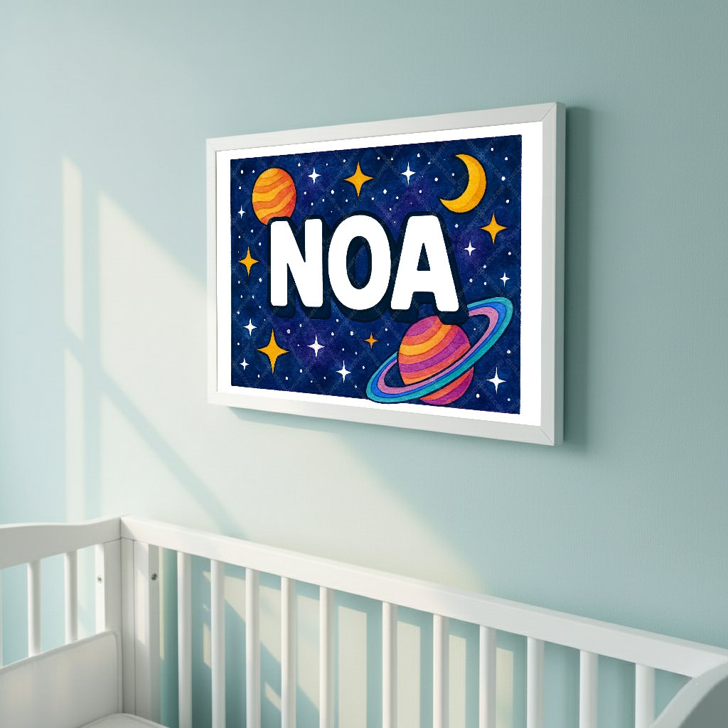 Personalized space name art for Noa