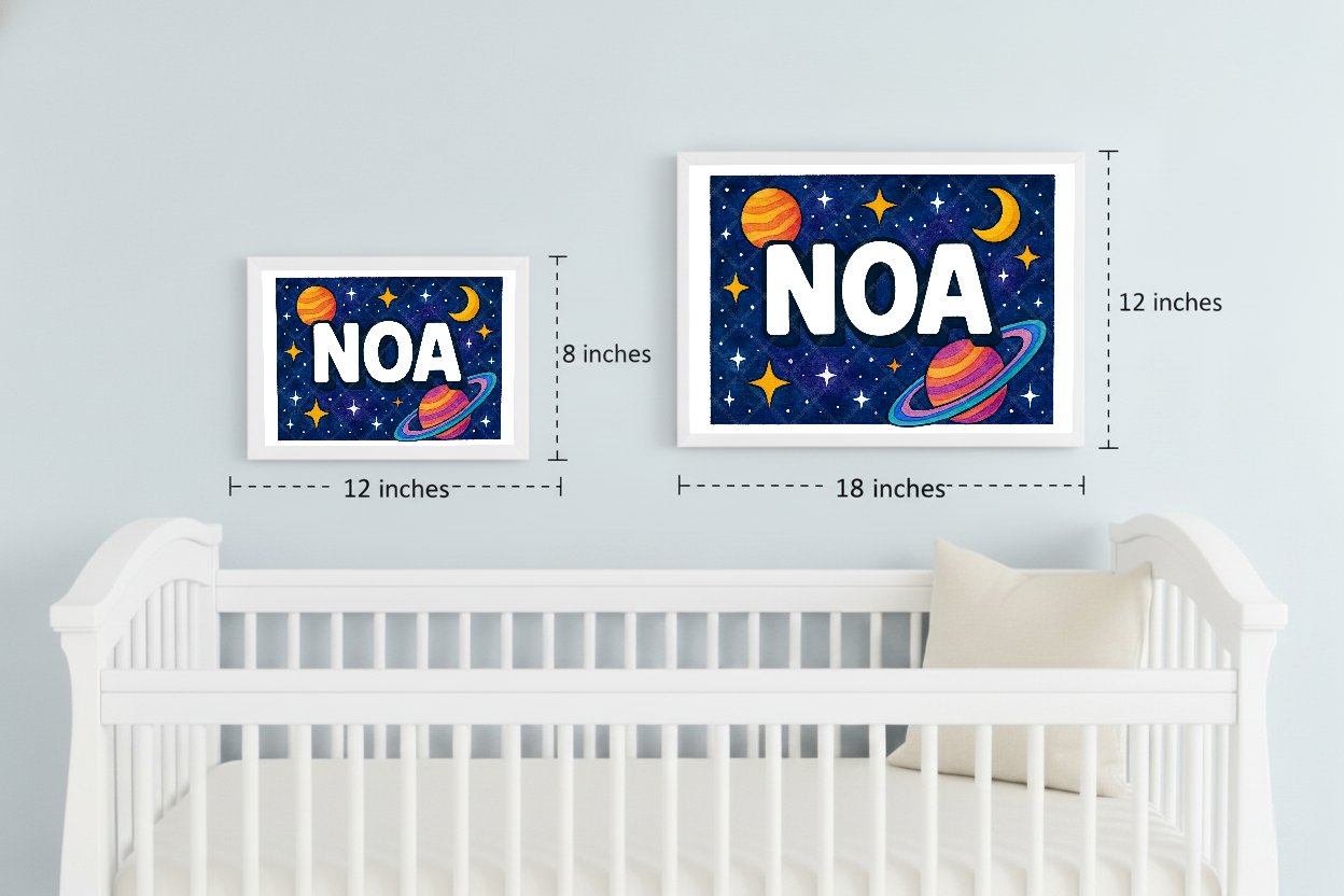 Personalized space name art for Noa
