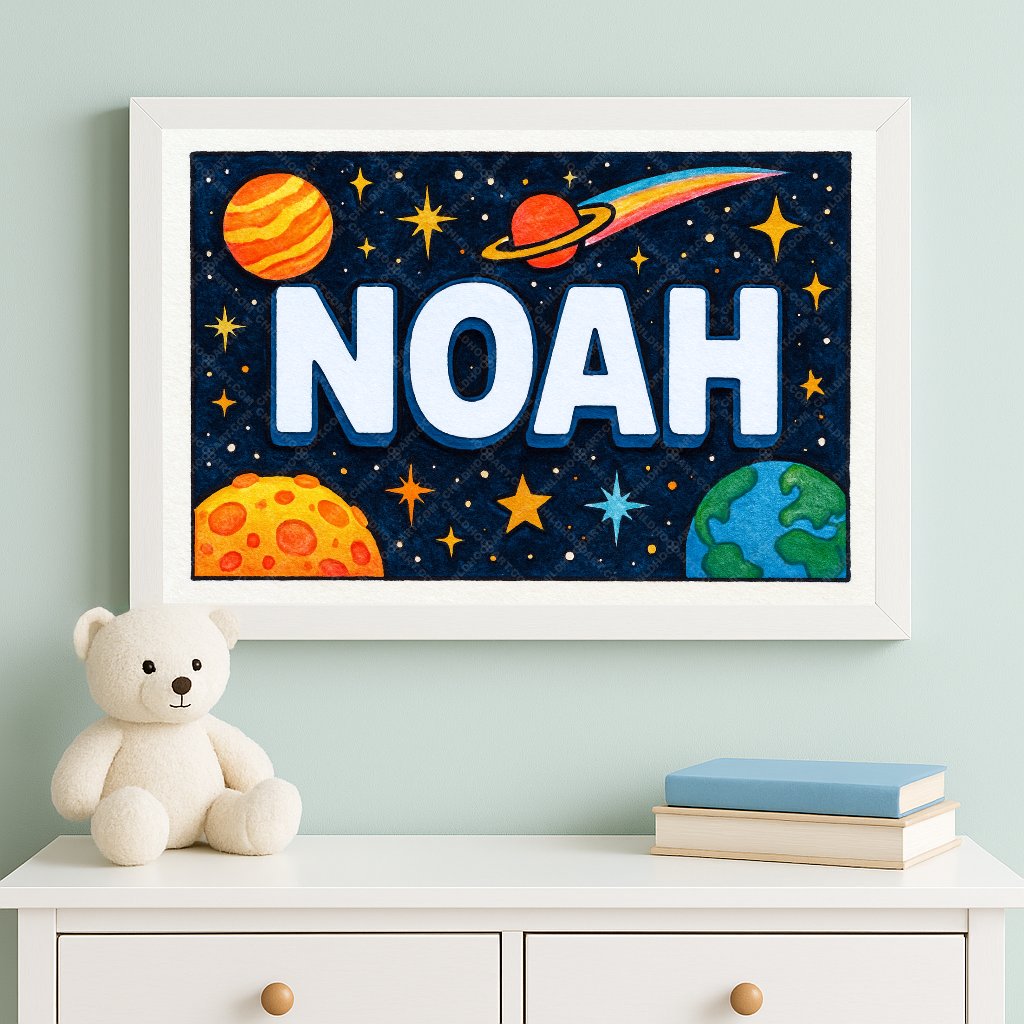 Personalized space name art for Noah