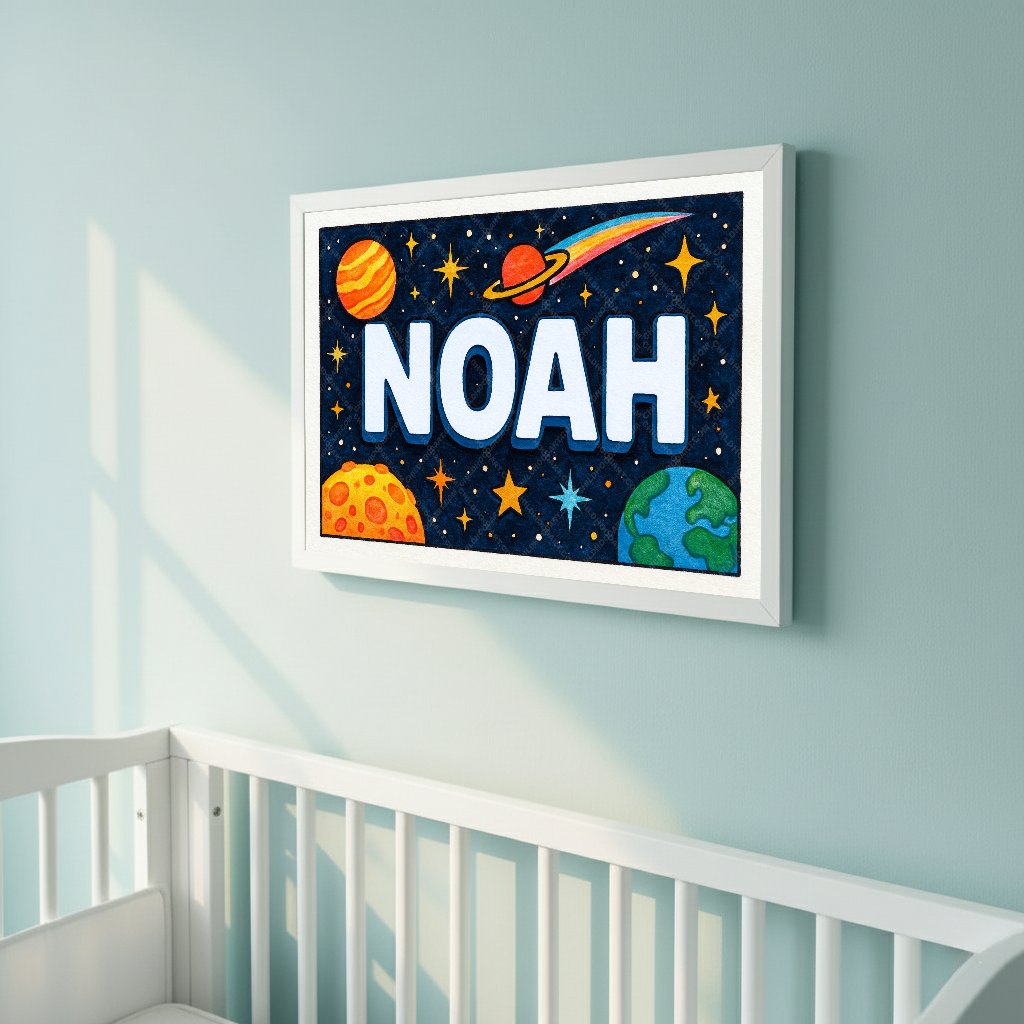 Personalized space name art for Noah