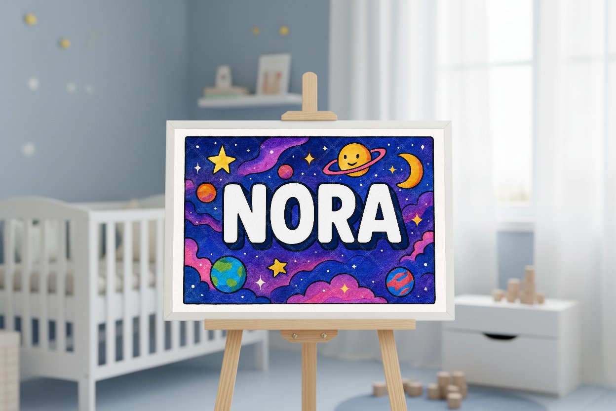Personalized space name art for Nora