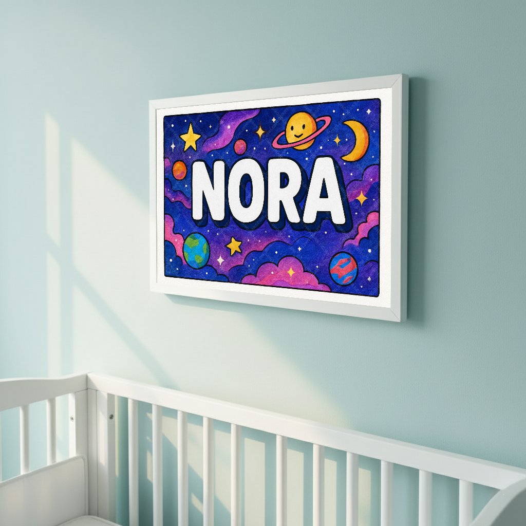 Personalized space name art for Nora