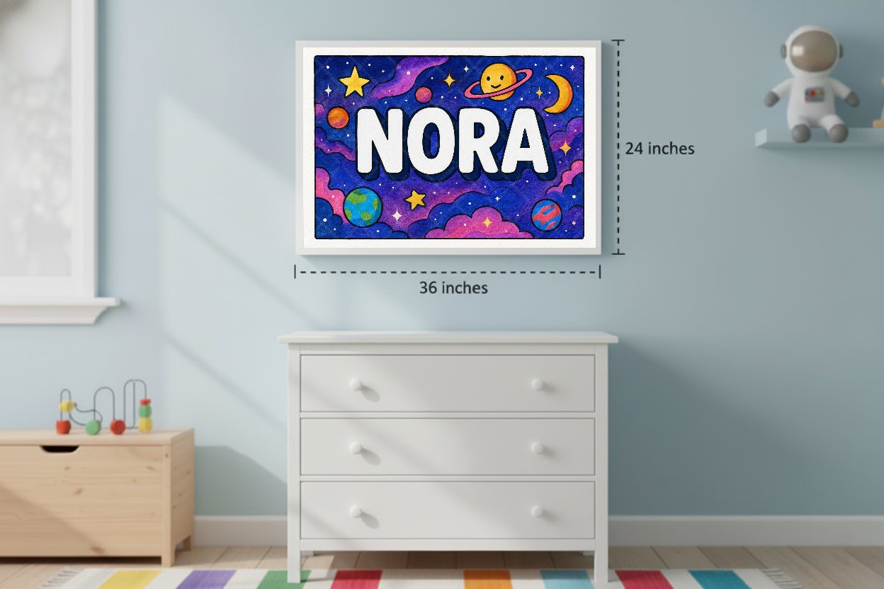 Personalized space name art for Nora