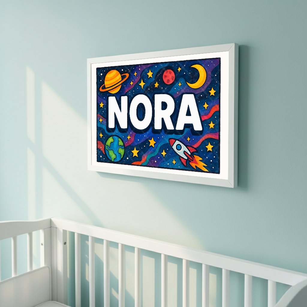 Personalized space name art for Nora