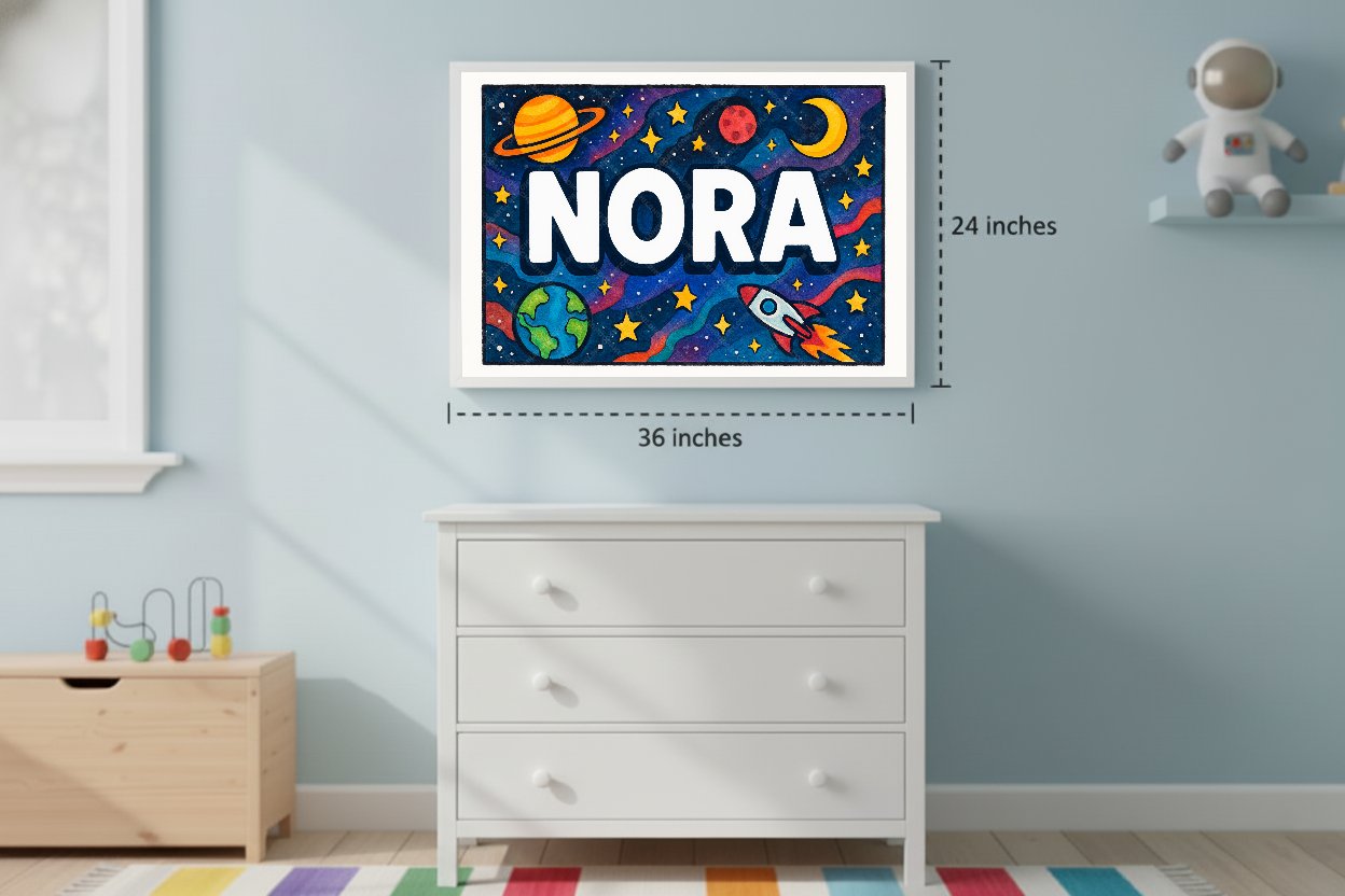 Personalized space name art for Nora