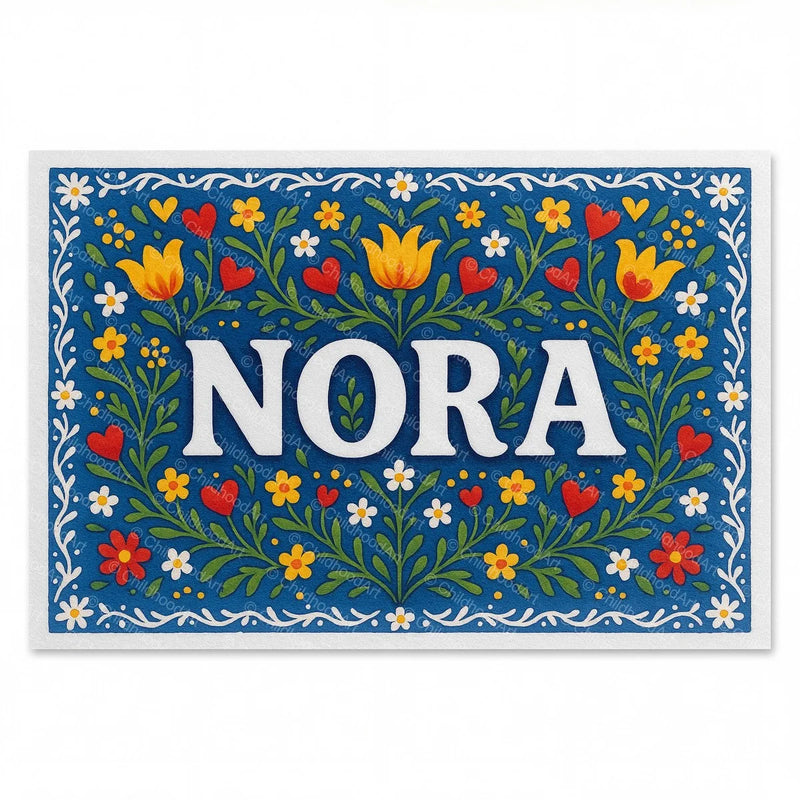 Calm personalized name art for Nora