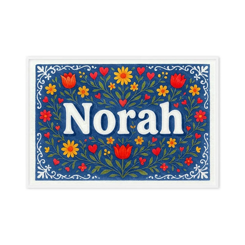 Norah Name Art - Floral Farmhouse personalized wall print for kids