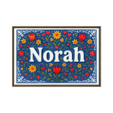 Norah Name Art - Floral Farmhouse personalized wall print for kids