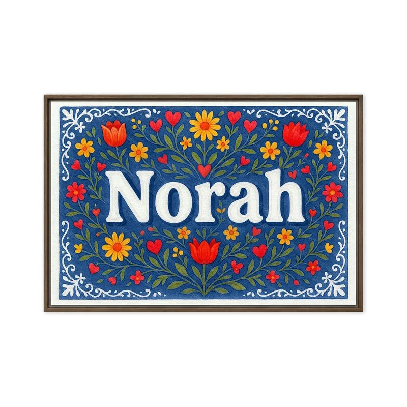 Norah Name Art - Floral Farmhouse personalized wall print for kids