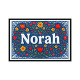 Norah Name Art - Floral Farmhouse personalized wall print for kids