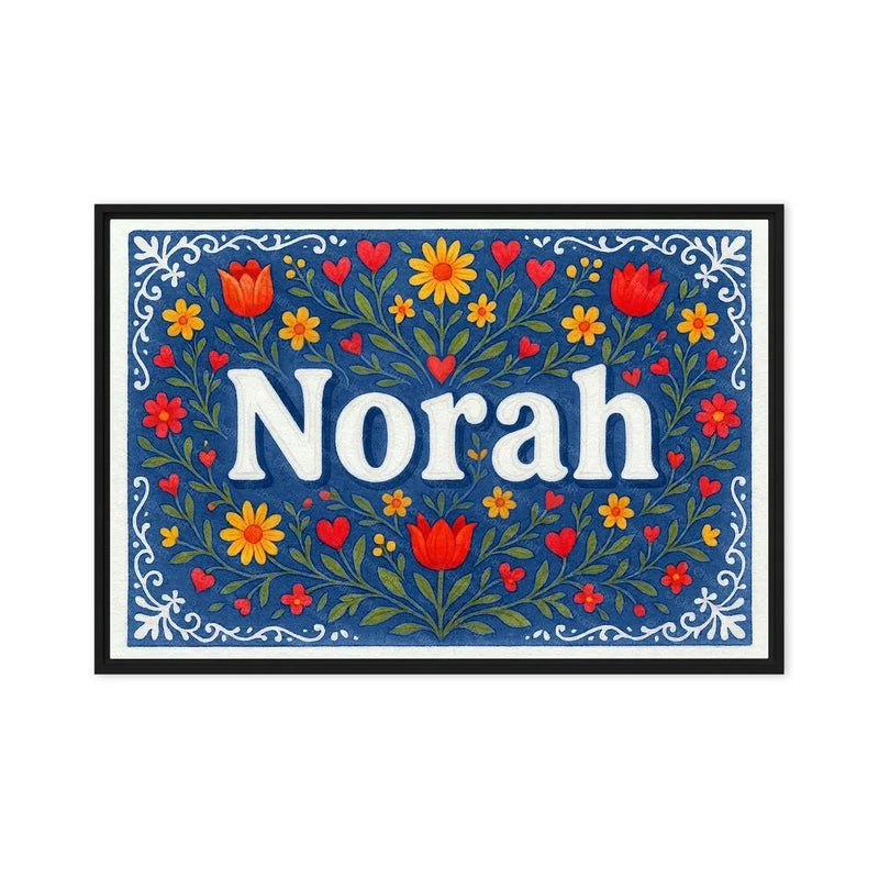 Norah Name Art - Floral Farmhouse personalized wall print for kids