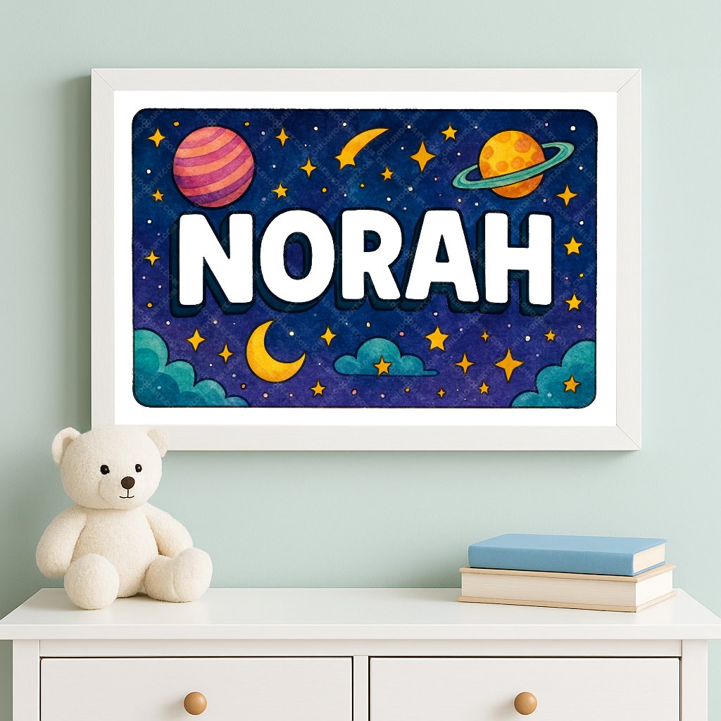 Personalized space name art for Norah