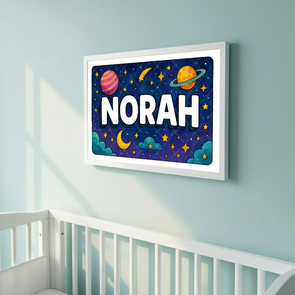 Personalized space name art for Norah